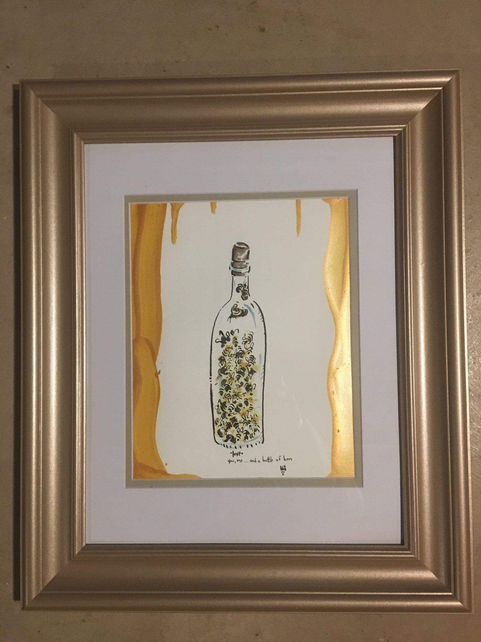 You, me and a bottle of bees, Winespot-framed