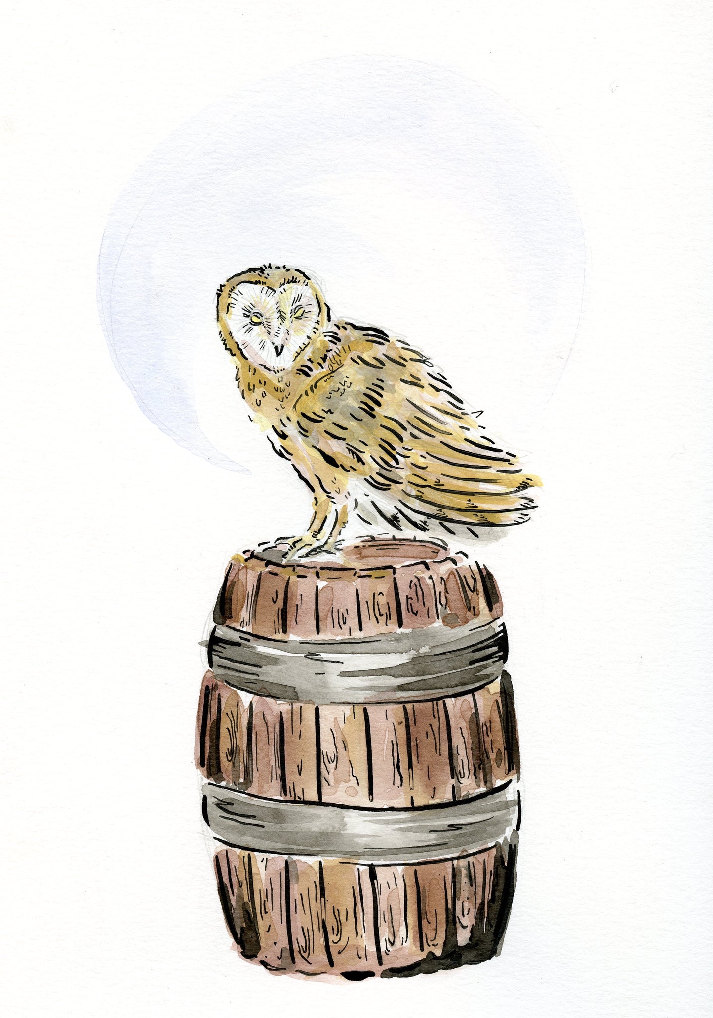Barn owl noir print