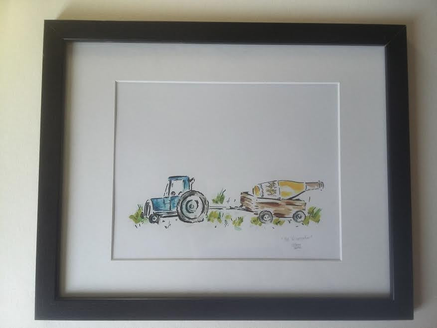 "The wine maker" framed one of  kind print.